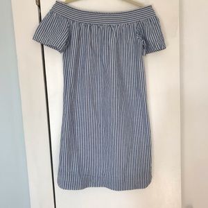 Jcrew off the shoulder blue stripe size 00 dress